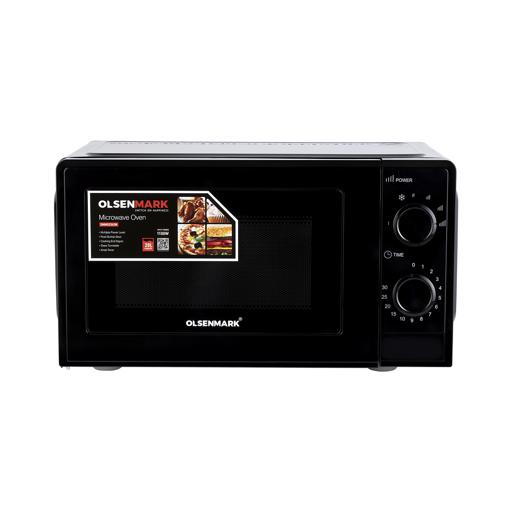 Olsenmark OMMO2343 Manual Microwave Oven, 20L Capacity, 700W | Multiple Power Level - End Cooking Signal - Glass Turntable Tray - Cooking timer - Defrost Function - Glass & SPCC Material  hero image