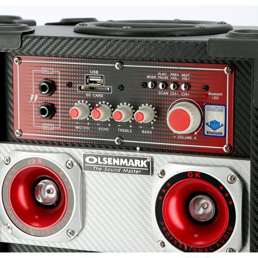 display image 7 for product Olsenmark Professional Speaker System, 2.0 Ch With Usb, Sd, Fm & Mic - Master Volume/Bass/Treble/Mic