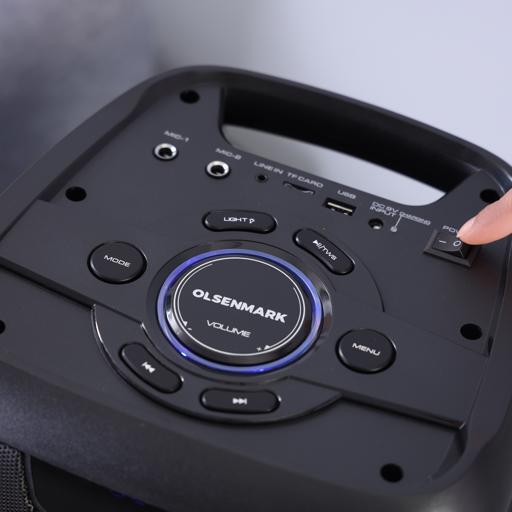 display image 9 for product Rechargeable Party Speaker, 2*6.5 Inch, OMMS1285 | 12000W PMPO | 6.5" Woofers With 1" Tweeter | USB/TF/FM/BT/Remote/LED Display/AUX In/MIC