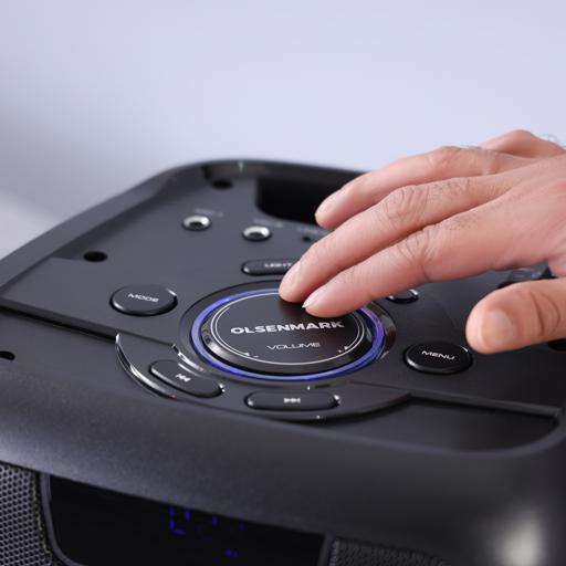 display image 7 for product Rechargeable Party Speaker, 2*6.5 Inch, OMMS1285 | 12000W PMPO | 6.5" Woofers With 1" Tweeter | USB/TF/FM/BT/Remote/LED Display/AUX In/MIC