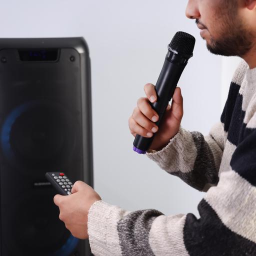 display image 8 for product Rechargeable Party Speaker, 2*6.5 Inch, OMMS1285 | 12000W PMPO | 6.5" Woofers With 1" Tweeter | USB/TF/FM/BT/Remote/LED Display/AUX In/MIC