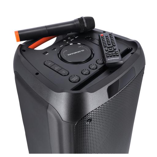 display image 7 for product Rechargeable Party Speaker, LED Flashing Lights, OMMS1295 | BT/FM/USB/TF Card | LED Display, MIC, Remote Control | 120000 PMPO | Rechargeable Karaoke Machine