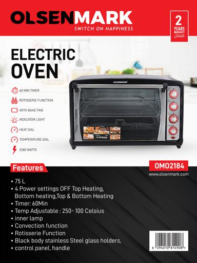 display image 8 for product Olsenmark Electric Oven With Convection And Rotisserie, 75L - 60 Minutes Timer - Adjustable Temperature