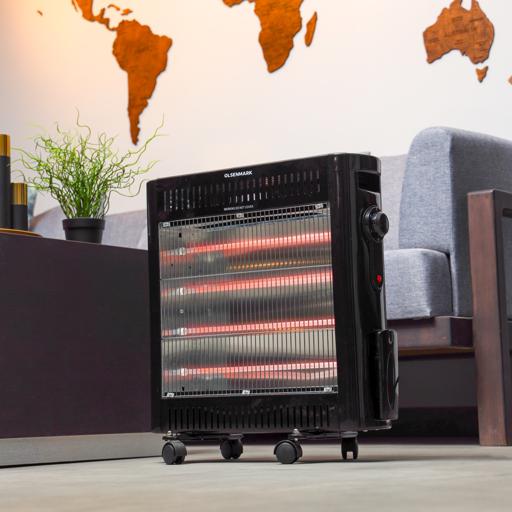 display image 1 for product Quartz Heater-2000WQuartz Heater With 2000W Power, OMQH1841 | Adjustable Power | Power Indicator Light | Carry Handle | Wheels For Easy Movement