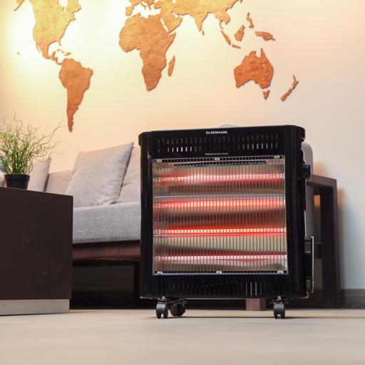 display image 3 for product Quartz Heater-2000WQuartz Heater With 2000W Power, OMQH1841 | Adjustable Power | Power Indicator Light | Carry Handle | Wheels For Easy Movement