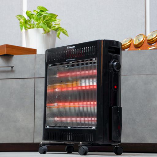 display image 5 for product Quartz Heater-2000WQuartz Heater With 2000W Power, OMQH1841 | Adjustable Power | Power Indicator Light | Carry Handle | Wheels For Easy Movement