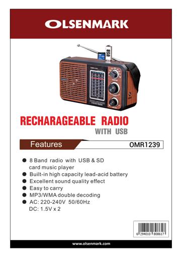 display image 9 for product Olsenmark Rechargeable Radio