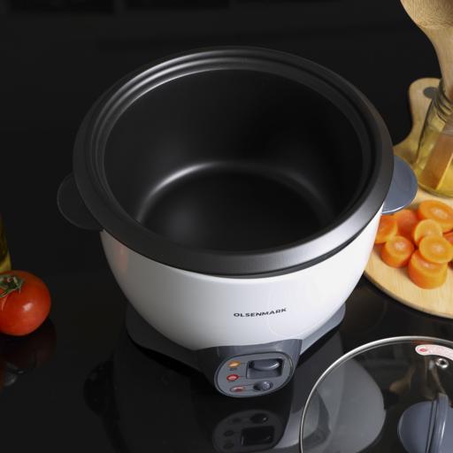 display image 4 for product Olsenmark OMRC2117N Rice Cooker, 1.8L - Automatic Rice and Curry Cooker - Keep Warm & Steam - Tempered Lid - Non-Stick Inner Pot - Measuring Cup, Plastic Rice Cooker Spoon - Cool Touch Handles