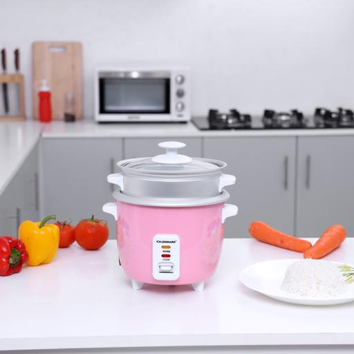 display image 1 for product Olsenmark Rice Cooker, 0.6L - 3 In 1 - Tempered Glass Lid - Keep Warm Function - Water Level Indicator