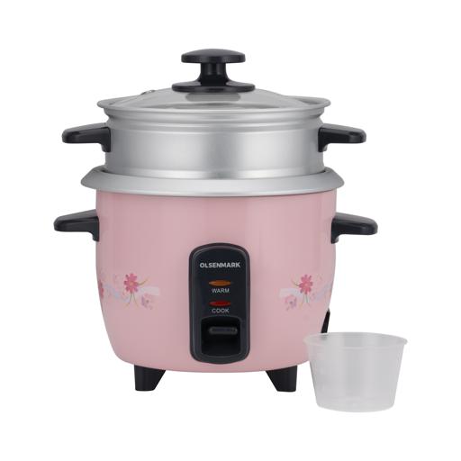 display image 0 for product Olsenmark OMRC2350 Rice Cooker, 0.6L - 3 In 1 - Tempered Glass Lid - Keep Warm Function - Water Level Indicator