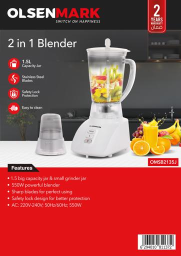 Geepas Electric Blender Smoothie Maker Food Jug Blender 550W 1.5L PC Jar