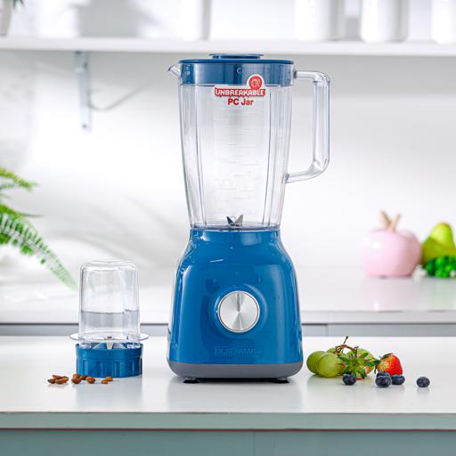 display image 2 for product Olsenmark 2-In-1 Blender 400W- 1.5L & 0.2L, Dry Blending Jar - 2 Speed with Pulse | Stainless Steel Blades | Safety Interlock | Ideal for Smoothies, Juice, Milkshakes & More