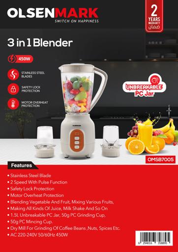 display image 10 for product Olsenmark 3 In 1 Blender - 450W