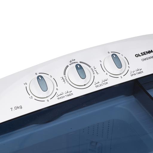 display image 2 for product Olsenmark Semi Automatic Twin Tub Washing Machine, 7Kg - Powerful Motor With Wash Power 360W & Spin