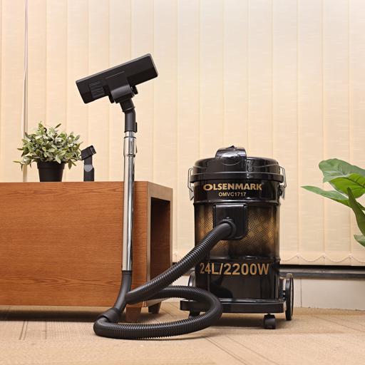 display image 3 for product Drum Vacuum Cleaner, Highly Efficient & Low Noise, OMVC1717 | 24L Big Capacity | Dust Full Indicator | Parking Position | Air Blower Function | Air Flow Control on Handle