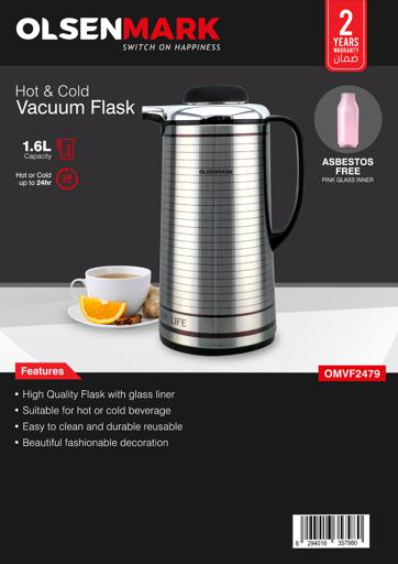 DAYDAYS 1.0L THERMOS COFFEE & TEA POT GLASS LINER VACUUM FLASK