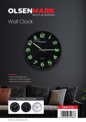 display image 9 for product Olsenmark OMWC1776 Wall Clock - Large Round Wall Clock, Modern Design - Easy to Read - Round Decorative Wall Clock for Living Room, Bedroom