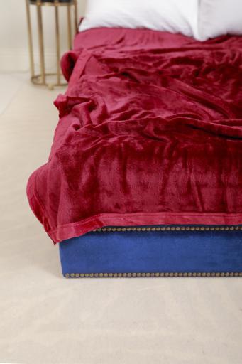 display image 4 for product PARA JOHN Casa Maroon Silky Soft Flannel Fleece Blanket 160X220