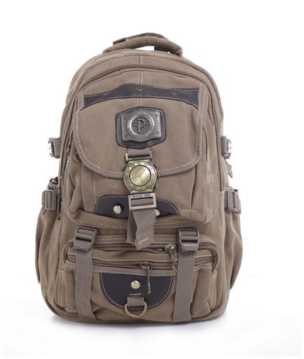 display image 0 for product PARA JOHN 20'' Canvas Leather Backpack - Travel Backpack/Rucksack - Casual Daypack College Campus