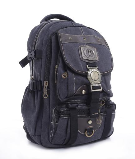 display image 1 for product PARA JOHN 20'' Canvas Leather Backpack - Travel Backpack/Rucksack - Casual Daypack College Campus