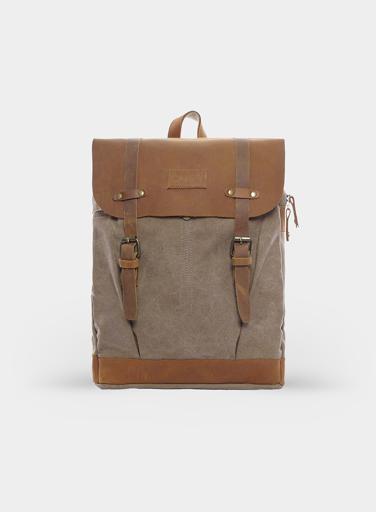 PARA JOHN Canvy Leather Canvas Backpack - Vintage Rucksack 16Oz" Laptop Bag - Unisex Laptop Bag hero image