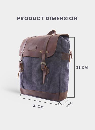 display image 2 for product PARA JOHN Canvy Leather Canvas Backpack - Vintage Rucksack 16Oz" Laptop Bag - Unisex Laptop Bag
