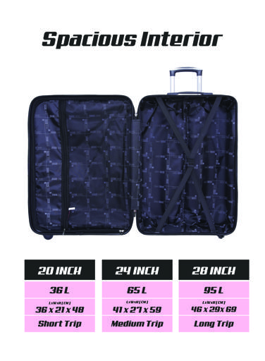 display image 4 for product PARA JOHN Pabloz 3 Pcs Trolley Luggage Set, Burgundy