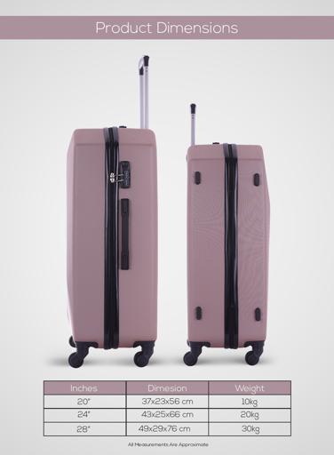 display image 1 for product PARA JOHN Hardside 3 Pcs Trolley Luggage Set, Rosegold