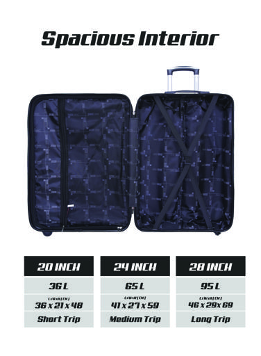 display image 4 for product PARA JOHN Abs Rolling Trolley Luggage Set, Silver