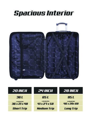display image 4 for product PARA JOHN Abs Rolling Trolley Luggage Set, Champagne