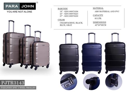 display image 5 for product PARA JOHN Sphinx 3 Pcs Trolley Luggage Set, Navy