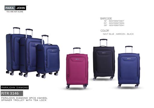 display image 5 for product PARA JOHN Diamond 3 Pcs Trolley Luggage Set, Black