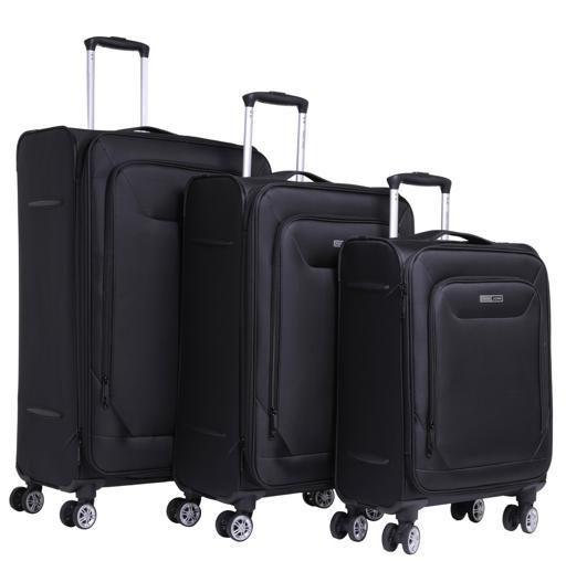 display image 0 for product PARA JOHN Diamond 3 Pcs Trolley Luggage Set, Black