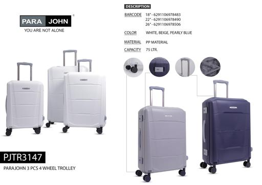 display image 5 for product PARA JOHN Campio 3 Pcs Trolley Luggage Set, Beige
