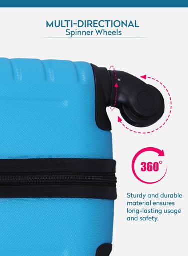 display image 3 for product 3-Piece Hard side ABS Luggage Trolley Set 20/24/28 Inch Sky Blue