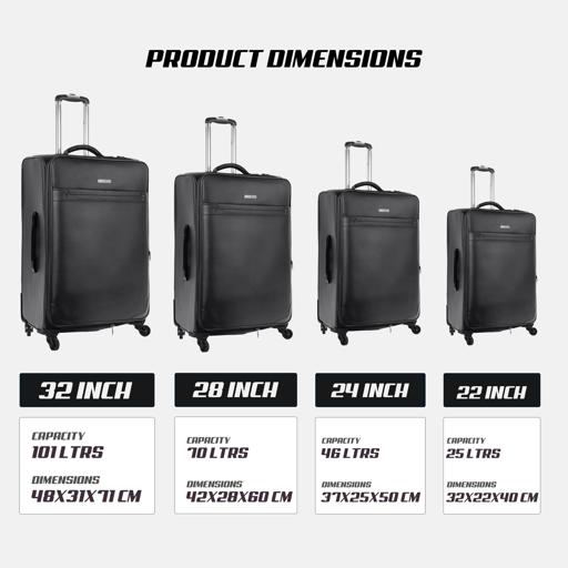 display image 4 for product PARA JOHN 4 Pcs Travel Luggage Suitcase Trolley Set - Trolley Bag, Carry On Hand Cabin Luggage Bag – PVC Leather Cabin Trolley Bag – Cabin size suitcase for Business Travellers - (16’’ 20’’ 