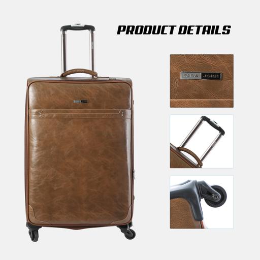 display image 1 for product PARA JOHN 4 Pcs Travel Luggage Suitcase Trolley Set - Trolley Bag, Carry On Hand Cabin Luggage Bag – PVC Leather Cabin Trolley Bag – Cabin size suitcase for Business Travellers - (16’’ 20’’ 