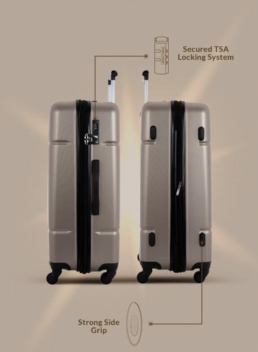 display image 6 for product PARA JOHN 4 Pcs Alle Trolley Luggage Set, Golden