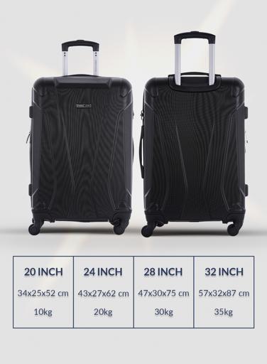 display image 2 for product PARA JOHN 4 Pcs Zin Trolley Luggage Set, Black
