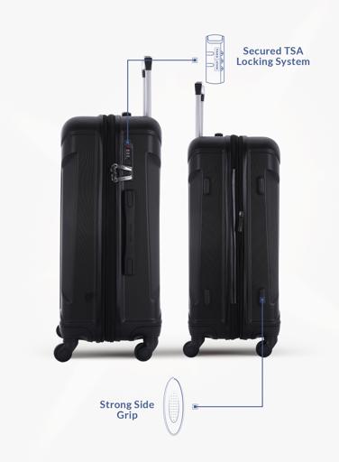 display image 3 for product PARA JOHN 4 Pcs Zin Trolley Luggage Set, Black