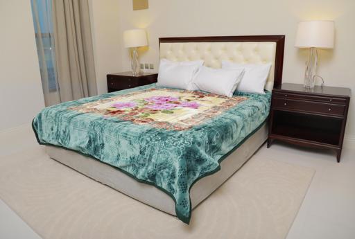PARA JOHN Emarati Floral Blue Double 2 Ply Embossed Blanket 200*240 Cm,Soft And Warm hero image