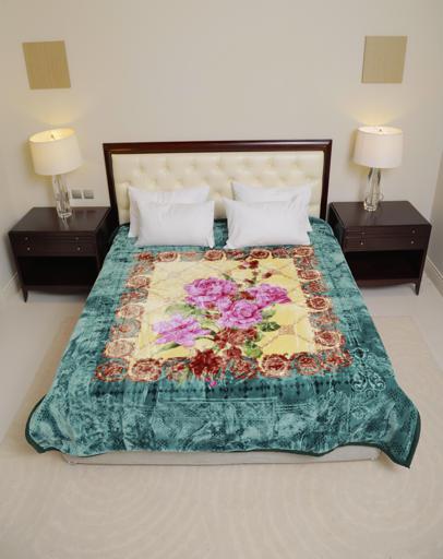 display image 2 for product PARA JOHN Emarati Floral Blue Double 2 Ply Embossed Blanket 200*240 Cm,Soft And Warm