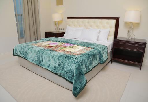 display image 4 for product PARA JOHN Emarati Floral Blue Double 2 Ply Embossed Blanket 200*240 Cm,Soft And Warm