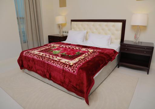 PARA JOHN Emarati Floral Maroon Bordered Double 2 Ply Embossed Blanket 200*240 Cm,Soft And Warm hero image