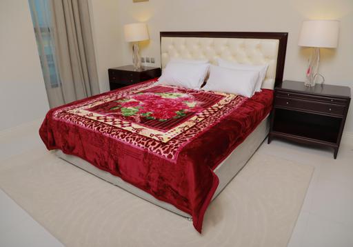 display image 1 for product PARA JOHN Emarati Floral Maroon Bordered Double 2 Ply Embossed Blanket 200*240 Cm,Soft And Warm