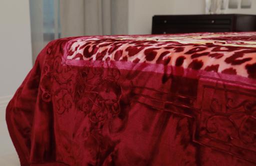 display image 2 for product PARA JOHN Emarati Floral Maroon Bordered Double 2 Ply Embossed Blanket 200*240 Cm,Soft And Warm