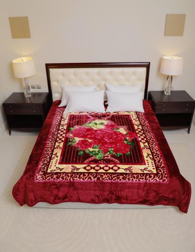 display image 3 for product PARA JOHN Emarati Floral Maroon Bordered Double 2 Ply Embossed Blanket 200*240 Cm,Soft And Warm
