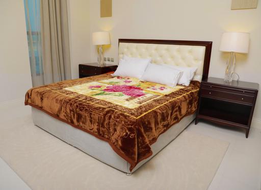 PARA JOHN Emarati Floral Brown Double 2 Ply Embossed Blanket 200*240 Cm,Soft And Warm hero image