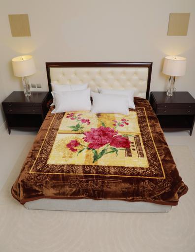 display image 2 for product PARA JOHN Emarati Floral Brown Double 2 Ply Embossed Blanket 200*240 Cm,Soft And Warm