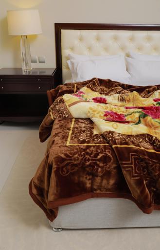 display image 3 for product PARA JOHN Emarati Floral Brown Double 2 Ply Embossed Blanket 200*240 Cm,Soft And Warm